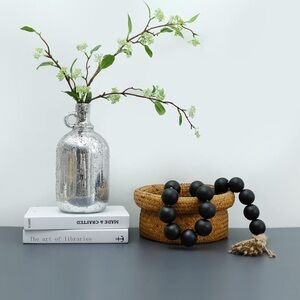 Black Wood Beads Tassel Accent Decorative